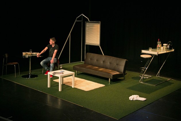 Rob Ward on the set of Away From Home.... oh yeah, and I designed this set an' all.... I even did the technical drawings for the steel frame at the back..!